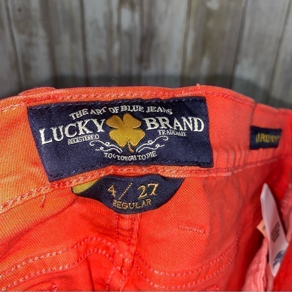 Lucky Brand Charlie Skinny Jeans Hot Coral Stretch Denim Size 4 27 - Picture 5 of 6